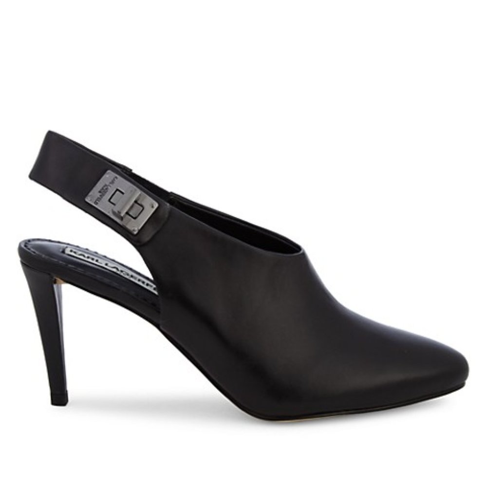 Karl Lagerfeld Paris Booties Leather Sling Back Black 6.5 B NIB